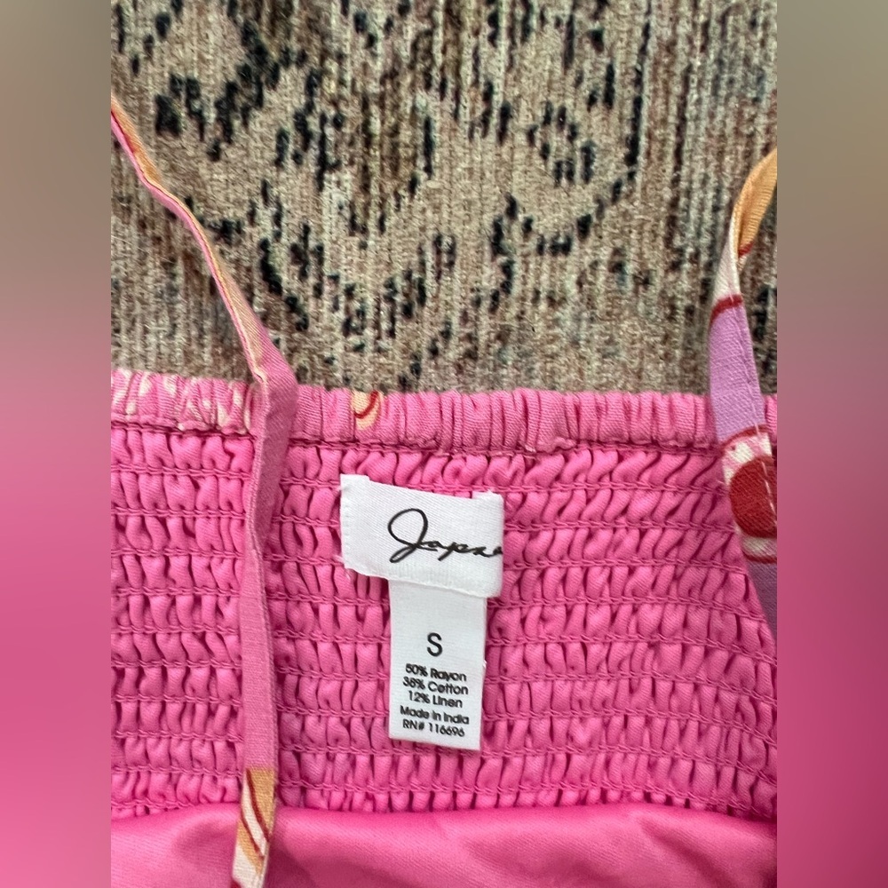 Japna Pink and Orange Patterned Midi Dress - Picture 3 of 4